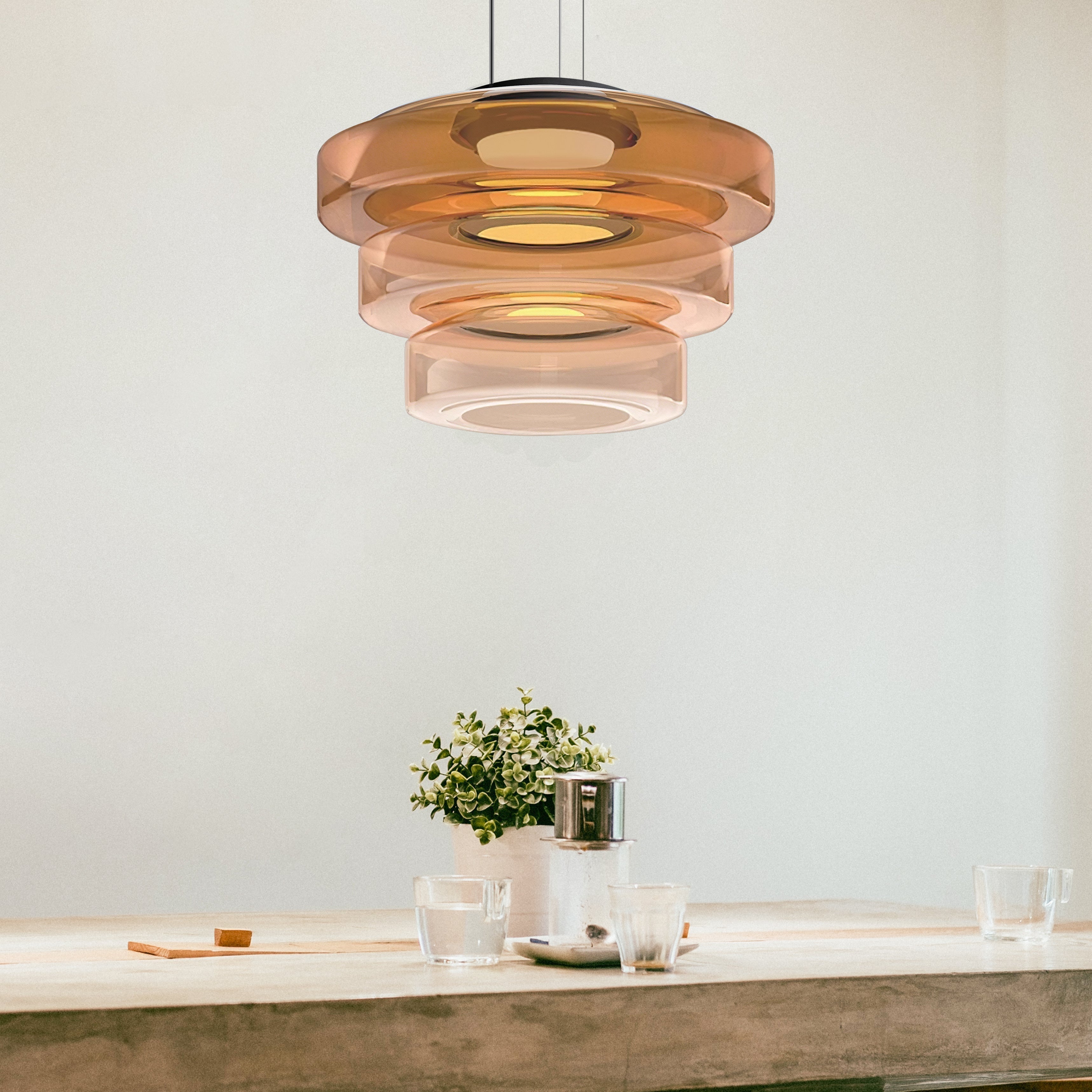 BauhausGlow - Glazen Hanglamp In Bauhaus-Stijl Met Warm Licht & Moderne Vormgeving