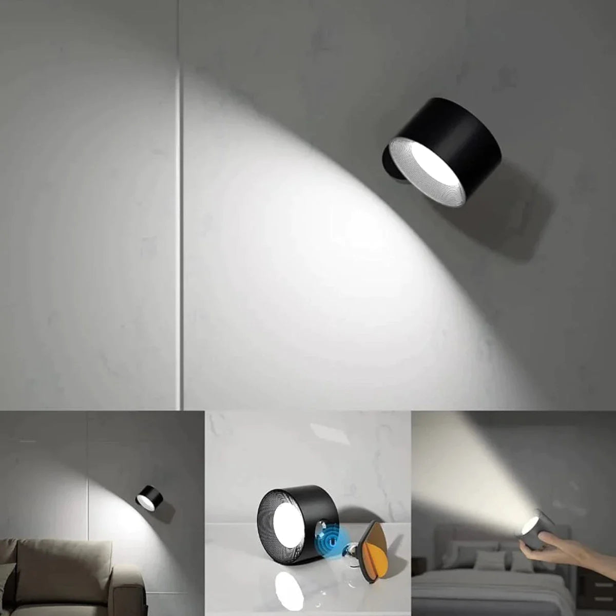 Luminova 360° - Draadloze LED-Wandlamp (1 + 1 Gratis) - Oplaadbaar en Draaibaar