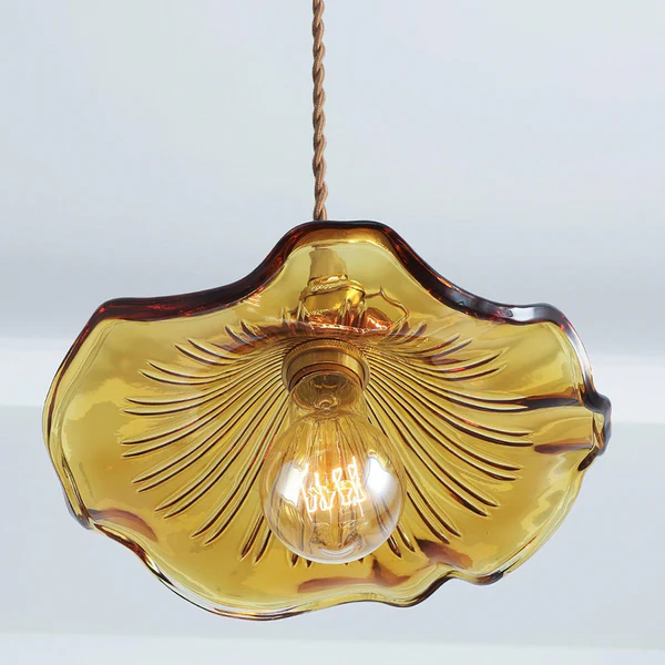 Stijlvolle Hanglamp In Hibiscusbloem Design – Glas & Messing – E27 Fitting