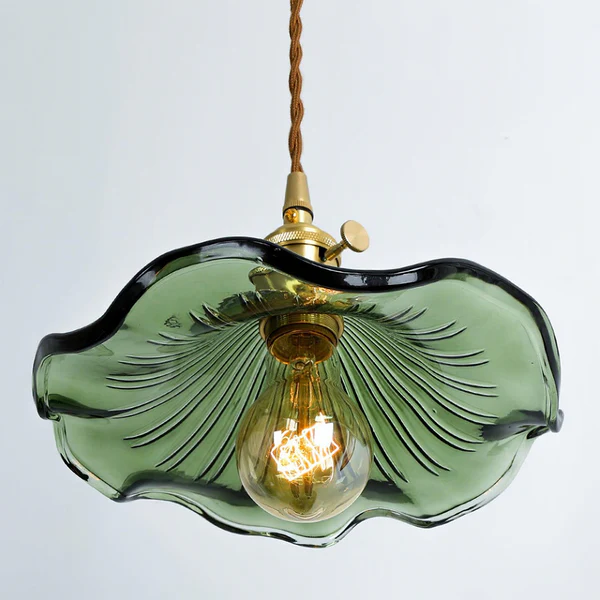 Stijlvolle Hanglamp In Hibiscusbloem Design – Glas & Messing – E27 Fitting