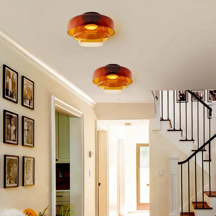 Plafondlamp met Glas in Middeleeuws Scandinavisch Design – LED Verlichting