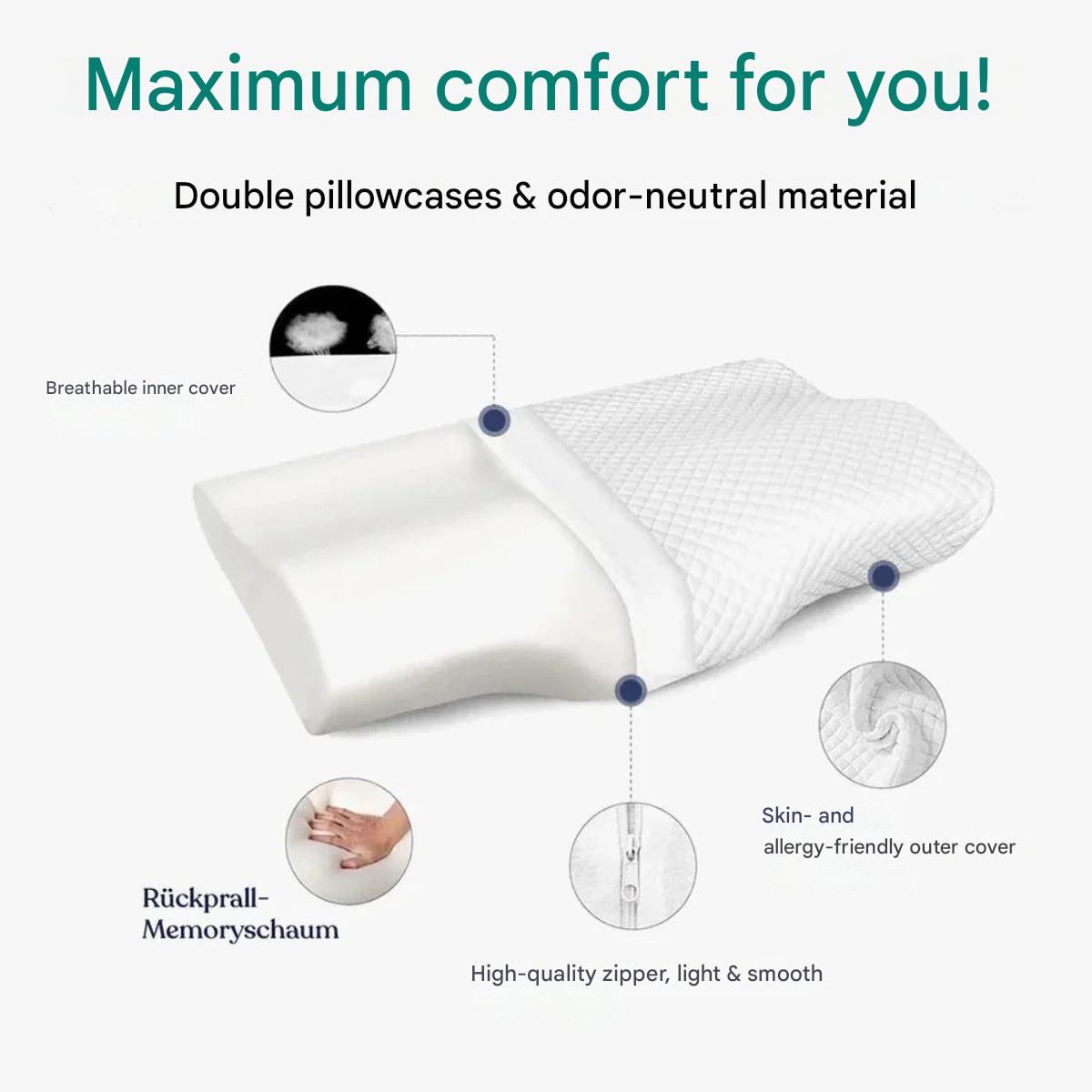 ZenSleep - Orthopedisch Slaapkussen uit Visco-Schuim – Ergonomisch Kussen voor Nek & Rugondersteuning