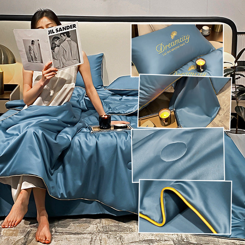 Zomerdekbed met Zijden Look – Inclusief Kussenslopen & Overtrek – Lichtgewicht & Ademend