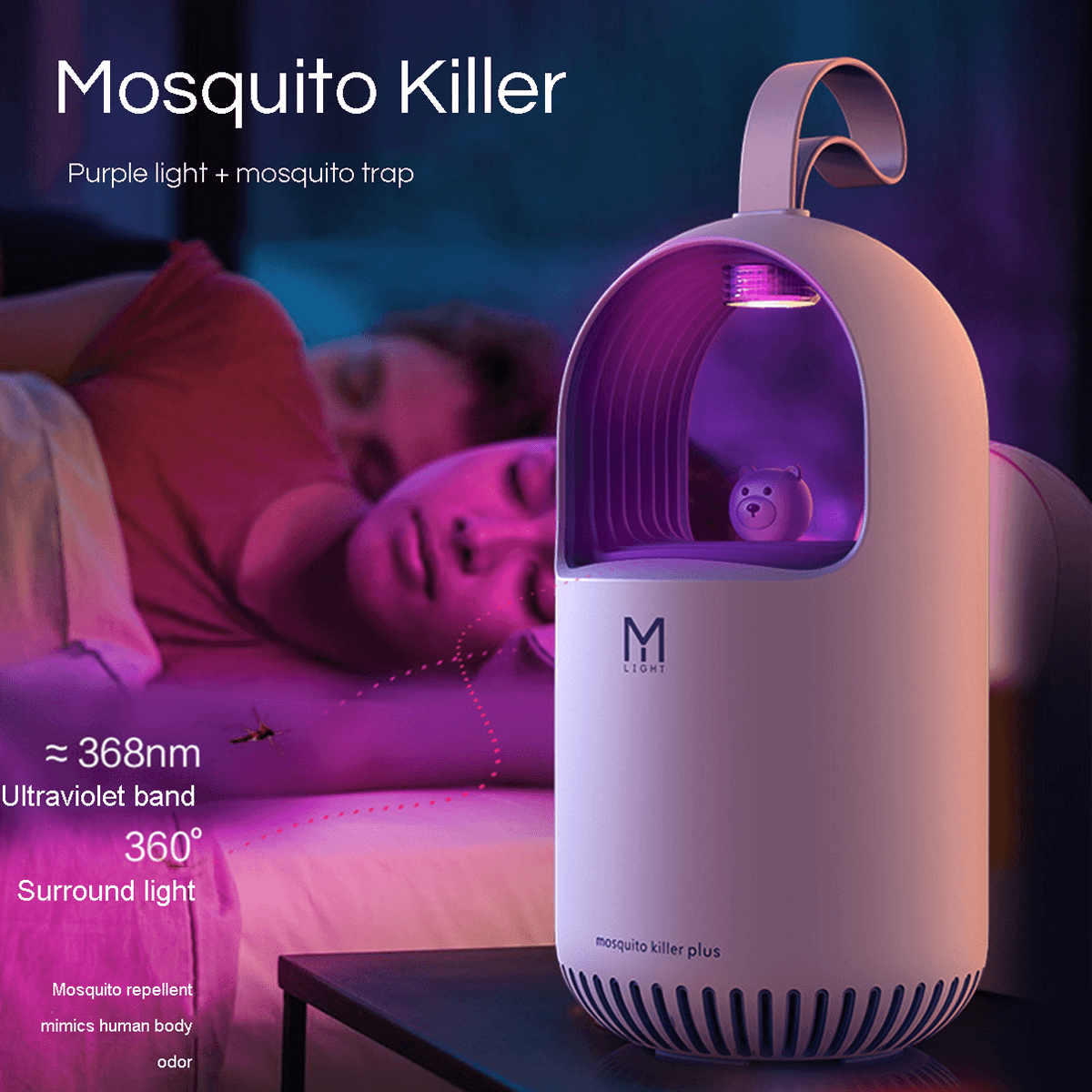 MUGGUARD Anti-Muggenlamp met UV-Licht – Stil & USB-Oplaadbaar – Voor Thuis, Kantoor & Vakantie