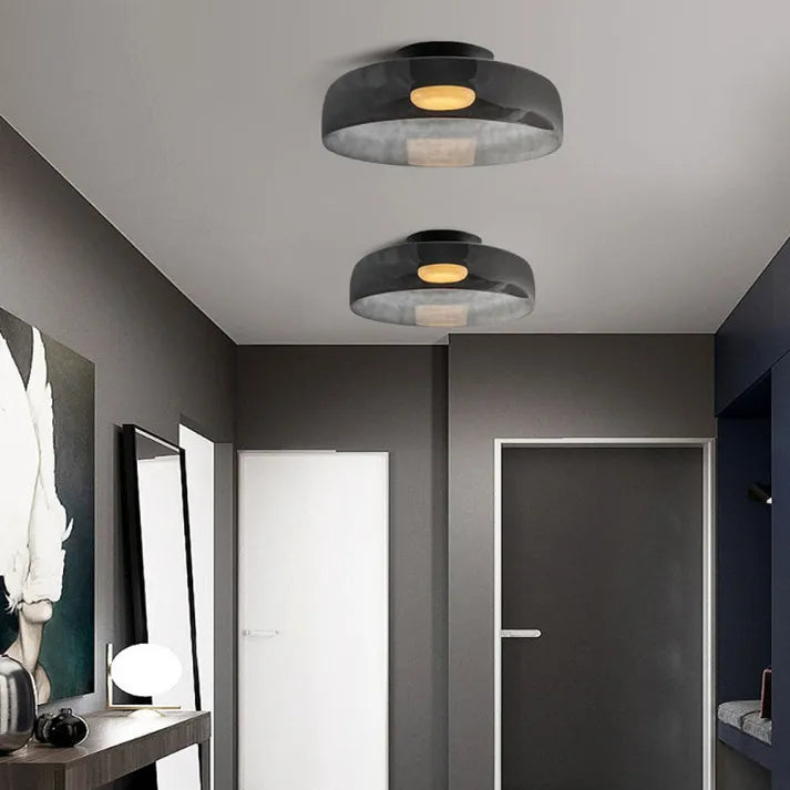 Plafondlamp met Glas in Middeleeuws Scandinavisch Design – LED Verlichting