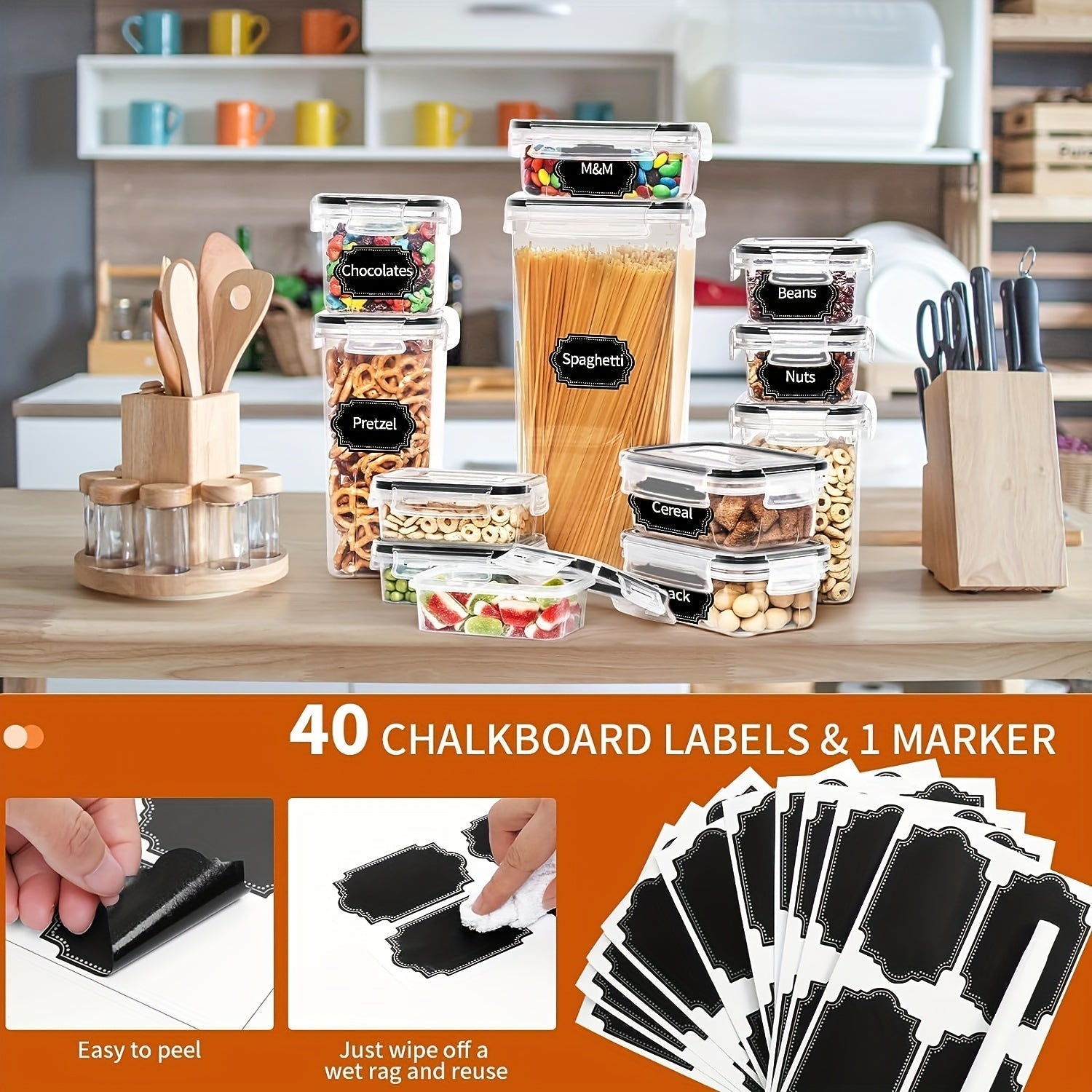 Luchtdichte Voedselcontainers (36-delig) Met Labels Voor Een Perfect Georganiseerde Keuken