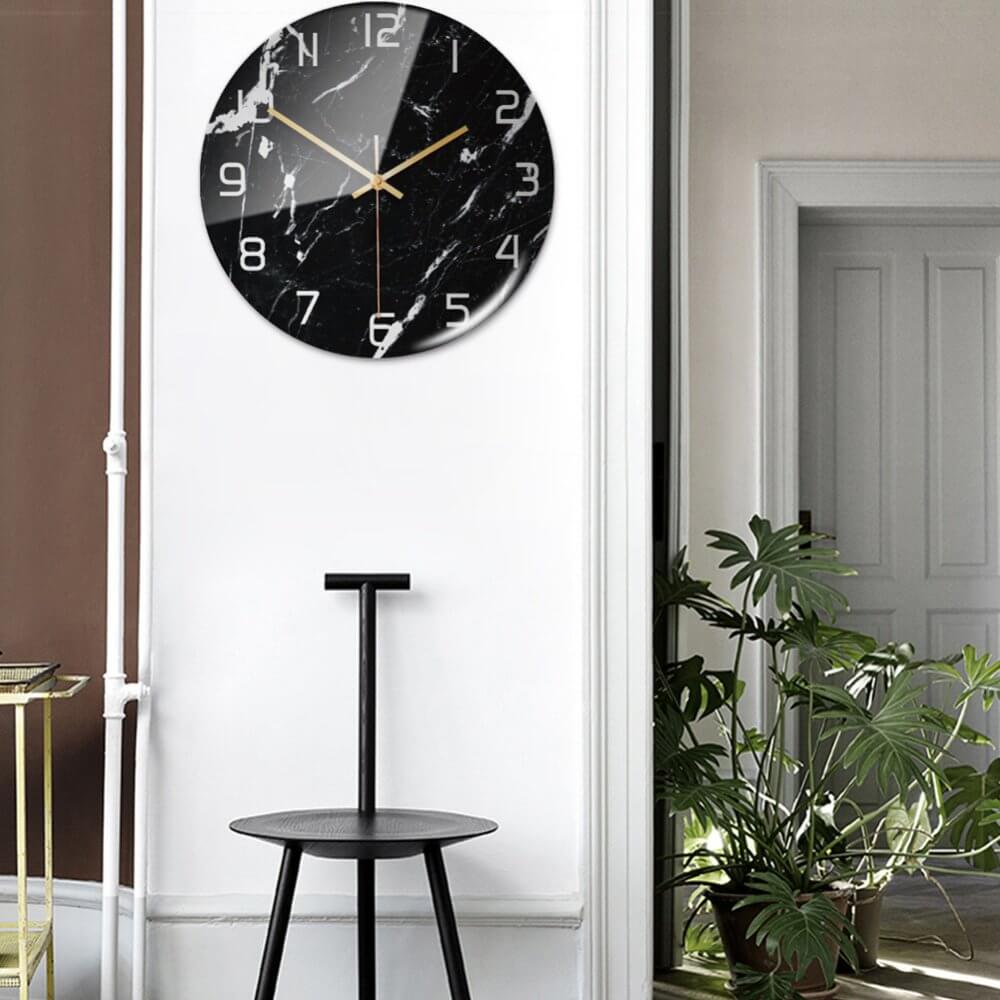 Wandklok met Elegante Marmerlook voor Woonkamer, Slaapkamer en Keuken