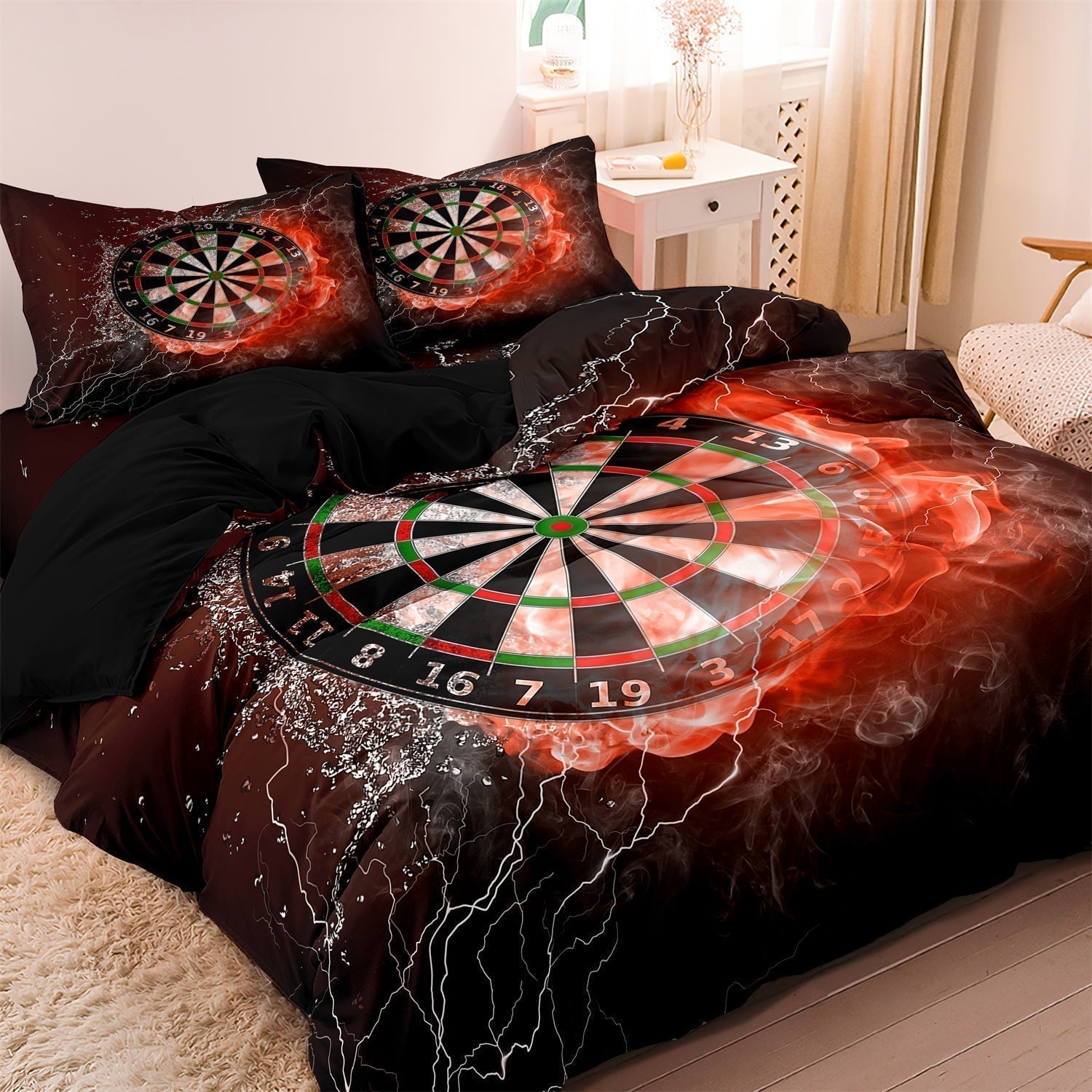 Dekbed Set met Dartbord Print – 100% Katoen – Kinderdekbedovertrek Inclusief Kussensloop