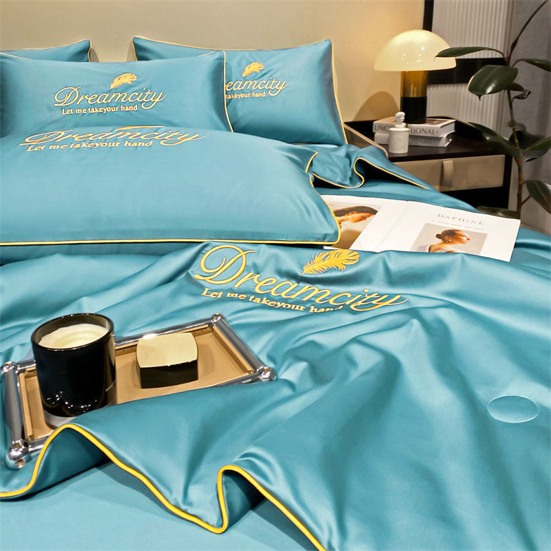 Zomerdekbed met Zijden Look – Inclusief Kussenslopen & Overtrek – Lichtgewicht & Ademend
