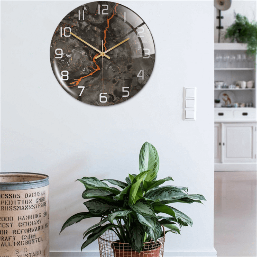 Wandklok met Elegante Marmerlook voor Woonkamer, Slaapkamer en Keuken