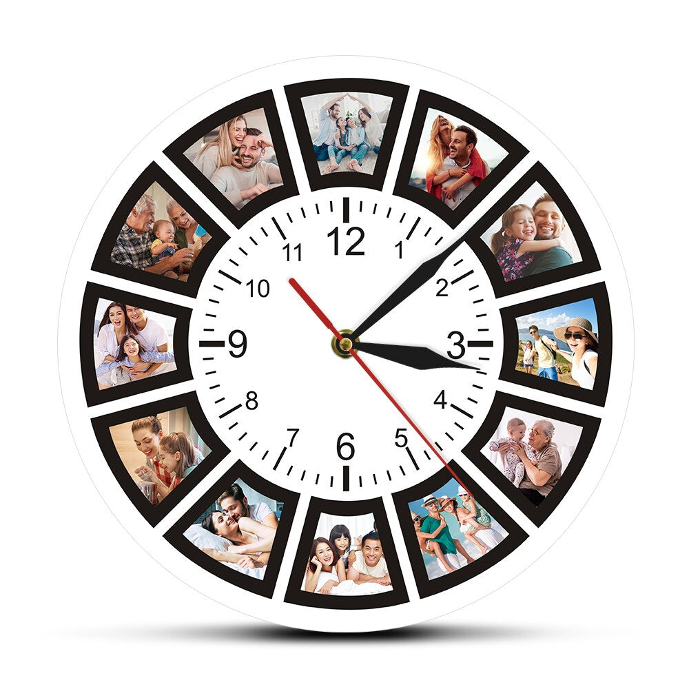Gepersonaliseerde Wandklok – Foto Collage Display voor Woonkamer, Slaapkamer en Kantoor