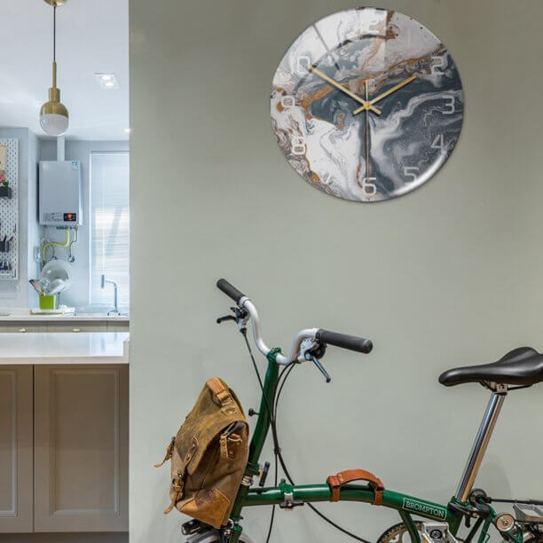 Wandklok met Elegante Marmerlook voor Woonkamer, Slaapkamer en Keuken