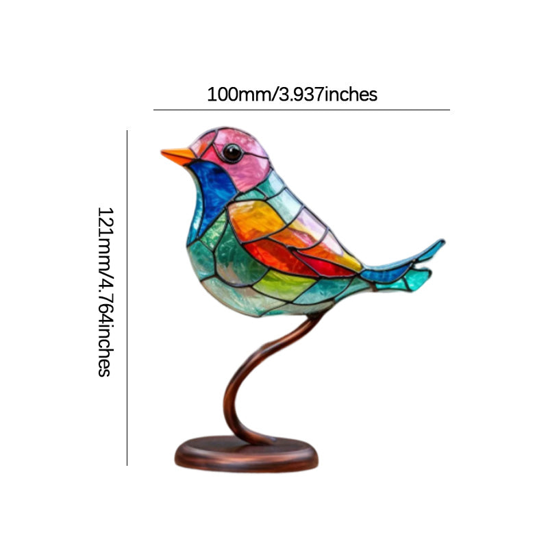 Gekleurde Glasvogels Op Tak | Decoratieve Desktop Ornamenten