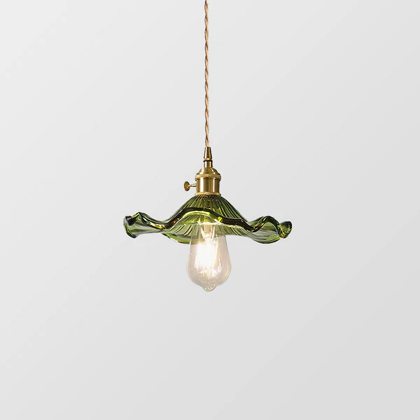 Stijlvolle Hanglamp In Hibiscusbloem Design – Glas & Messing – E27 Fitting