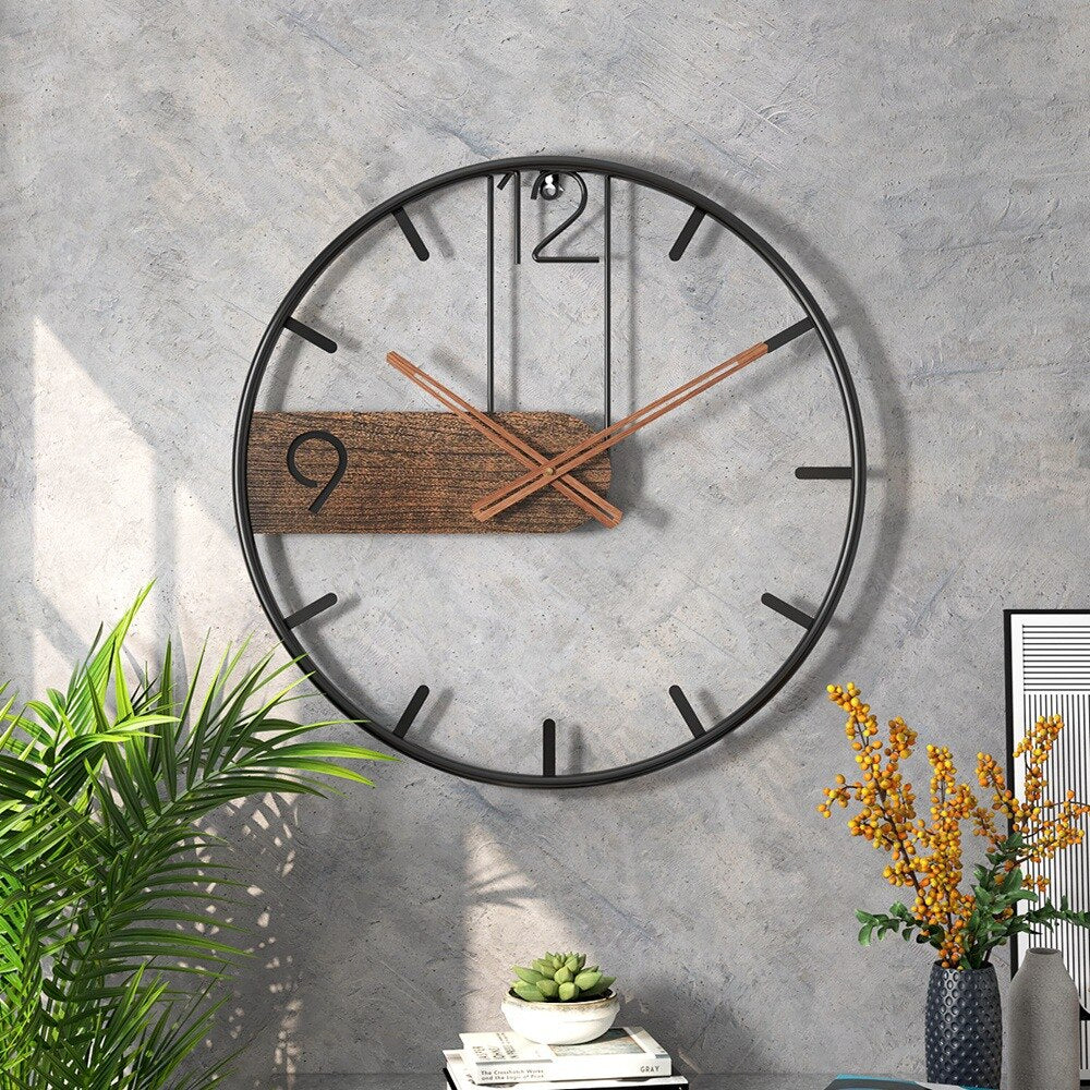 Elegante Walnoot Wandklok | Modern & Warm Interieurdecor