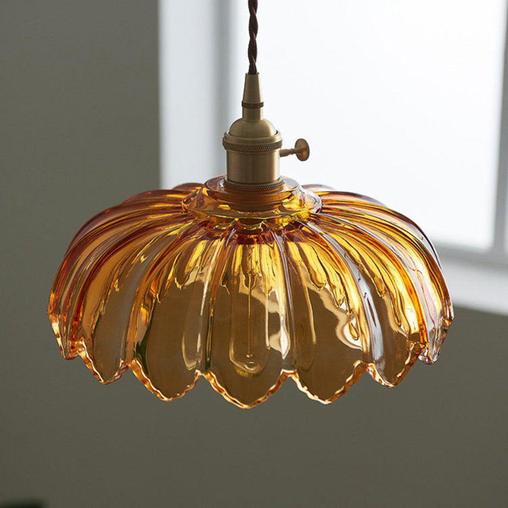 Vintage Glas Hanglamp met Koperen Accenten – Sfeervolle Design Hanglamp