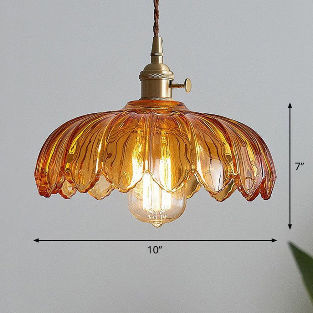 Vintage Glas Hanglamp met Koperen Accenten – Sfeervolle Design Hanglamp