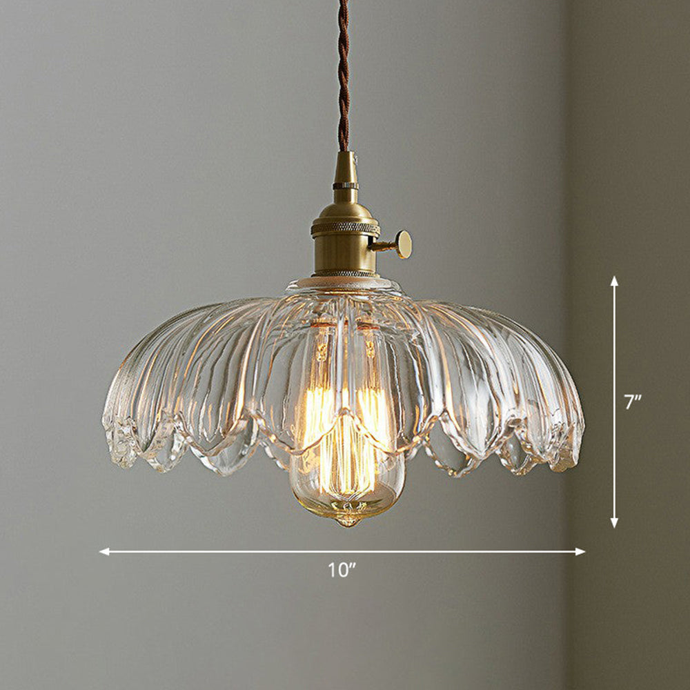 Vintage Glas Hanglamp met Koperen Accenten – Sfeervolle Design Hanglamp
