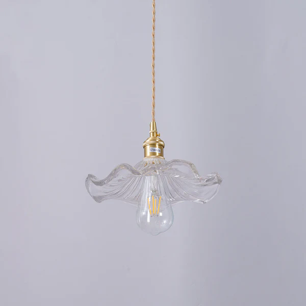 Stijlvolle Hanglamp In Hibiscusbloem Design – Glas & Messing – E27 Fitting
