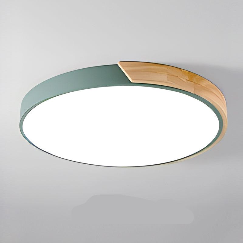 Scandinavische Ronde Plafondlamp van Hout - LED Plafondverlichting voor Slaapkamer, Balkon & Werkkamer
