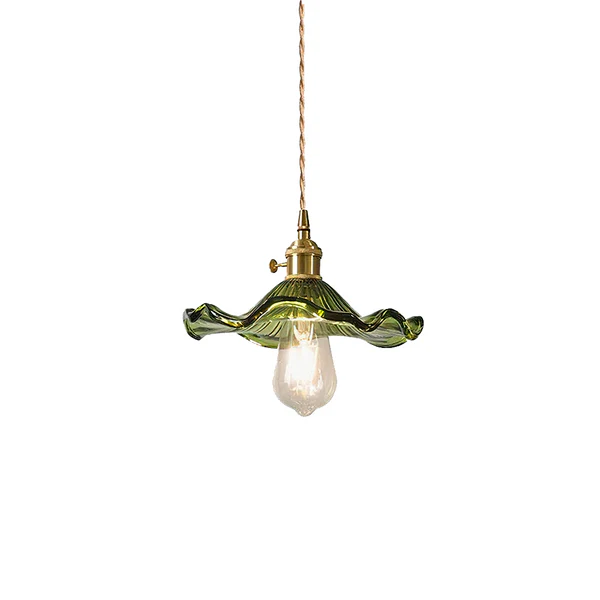 Stijlvolle Hanglamp In Hibiscusbloem Design – Glas & Messing – E27 Fitting
