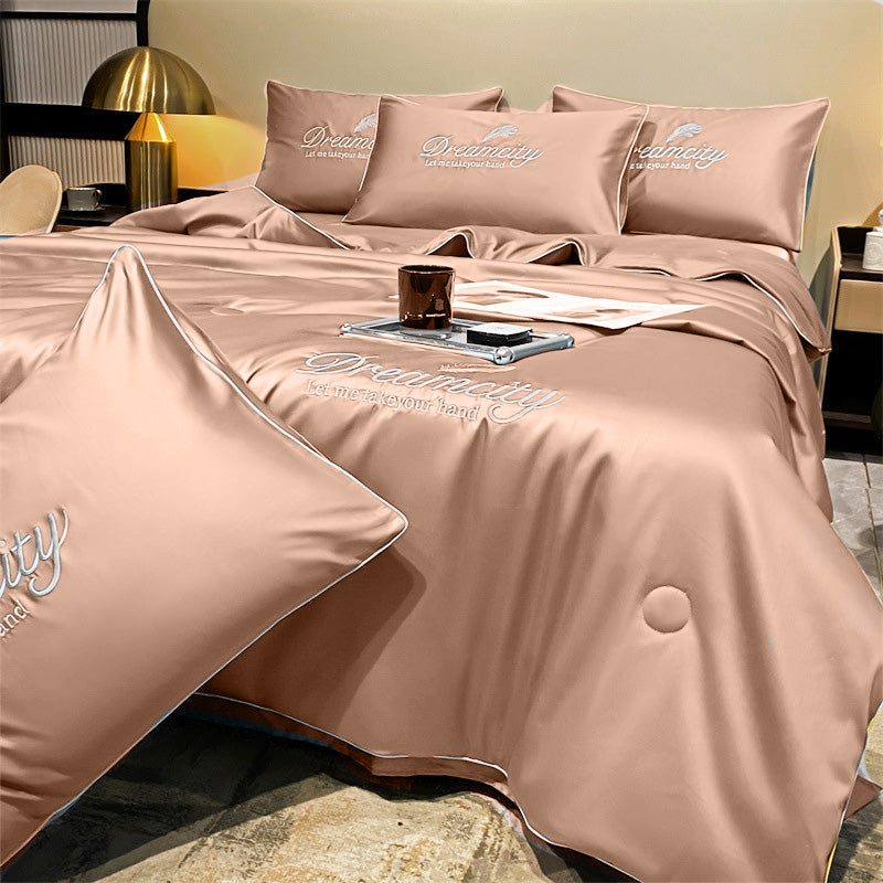 Zomerdekbed met Zijden Look – Inclusief Kussenslopen & Overtrek – Lichtgewicht & Ademend