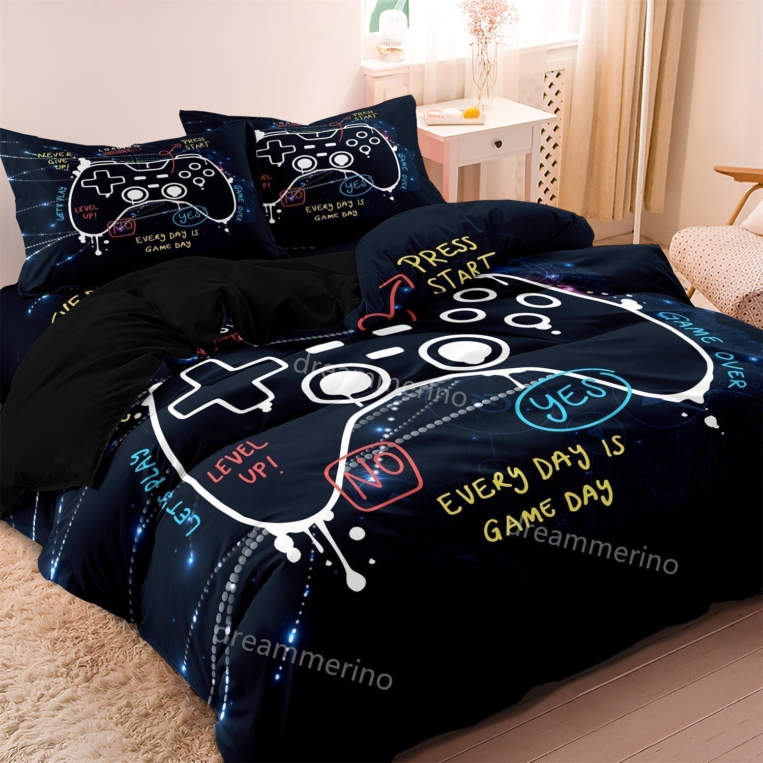 Kinderen Gaming Dekbedovertrekset met Controller Design – Gamer Dekbedovertrek voor Kinderen en Tieners – Inclusief Kussensloop