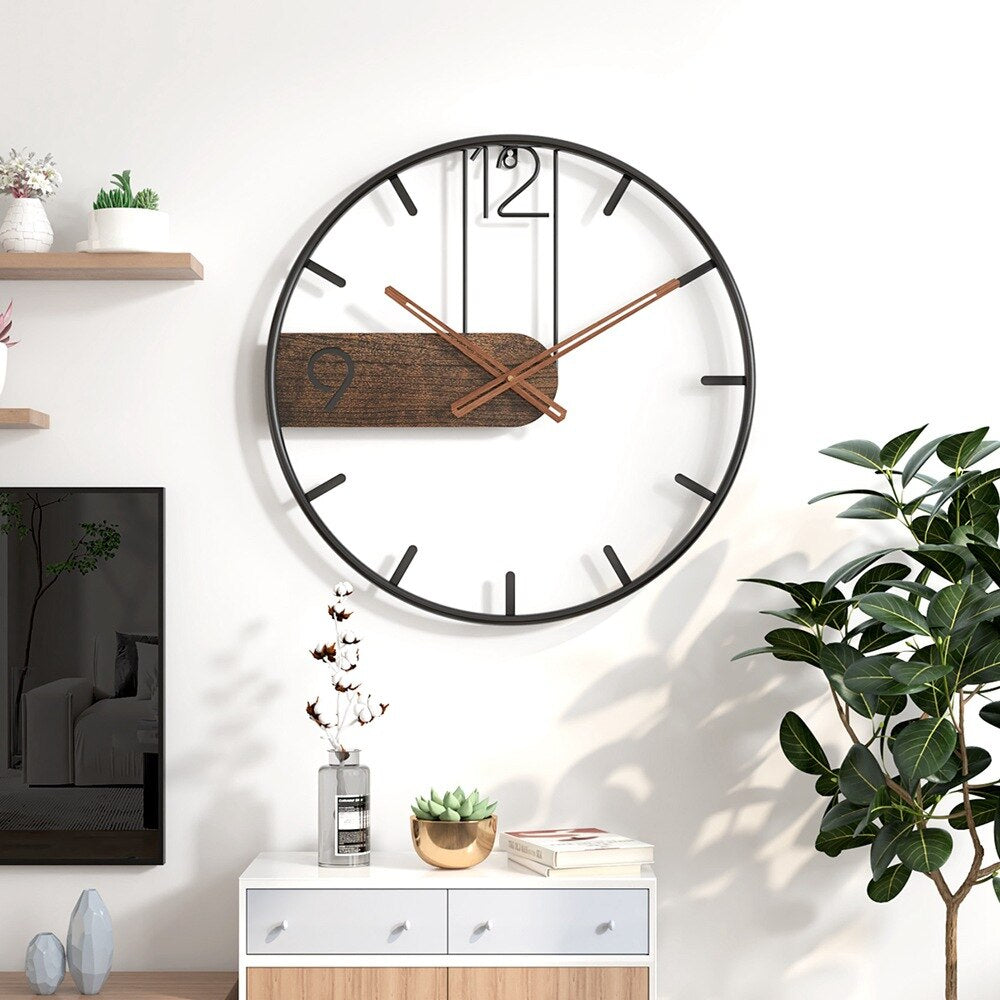 Elegante Walnoot Wandklok | Modern & Warm Interieurdecor
