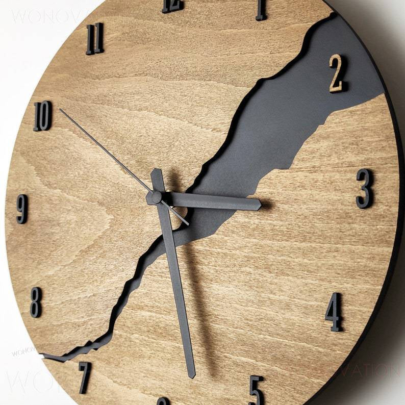Houten Wandklok met Minimalistisch Design voor Woonkamer, Keuken en Slaapkamer