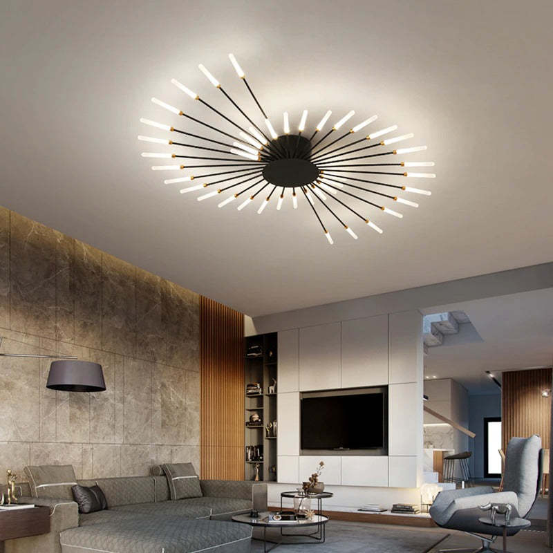 Vuurwerk Plafondlamp – Moderne LED Kroonluchter met Scandinavisch Design voor Woonkamer, Slaapkamer & Kinderkamer