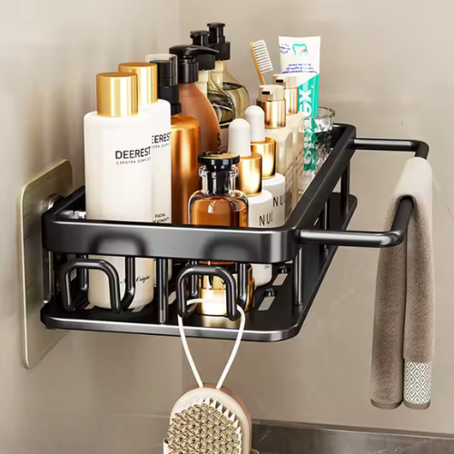 Minimalistische Zwarte Badkamerrekjes voor een Luxe Look (Set van 2)