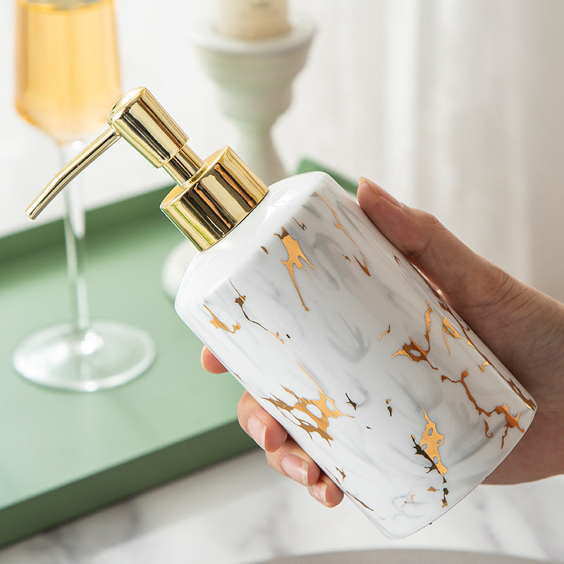 Luxe Keramische Badkamer Set Met Marmerlook Voor Een Stijlvolle Wastafel