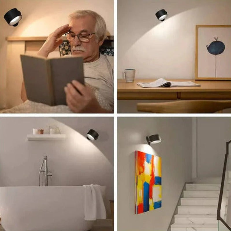 Luminova 360° - Draadloze LED-Wandlamp (1 + 1 Gratis) - Oplaadbaar en Draaibaar