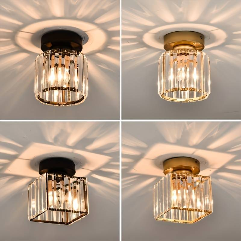 Kristallen Plafondlamp Met Messing Afwerking Voor Een Luxe & Warme Sfeer