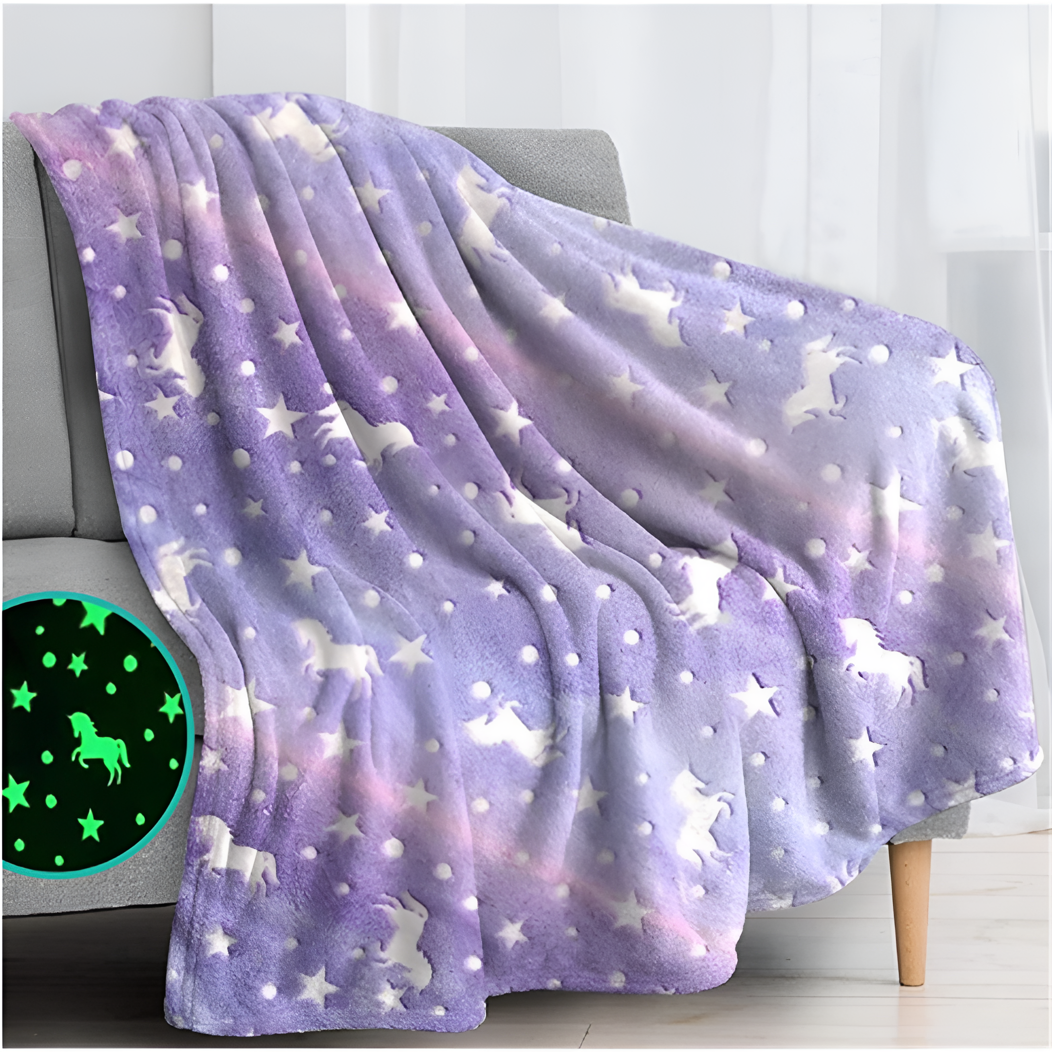 Fleece Deken Met Gloeiende Sterren – Zachte Kinderdeken Voor Bed of Bank – Oplaadbaar Zonder Batterijen