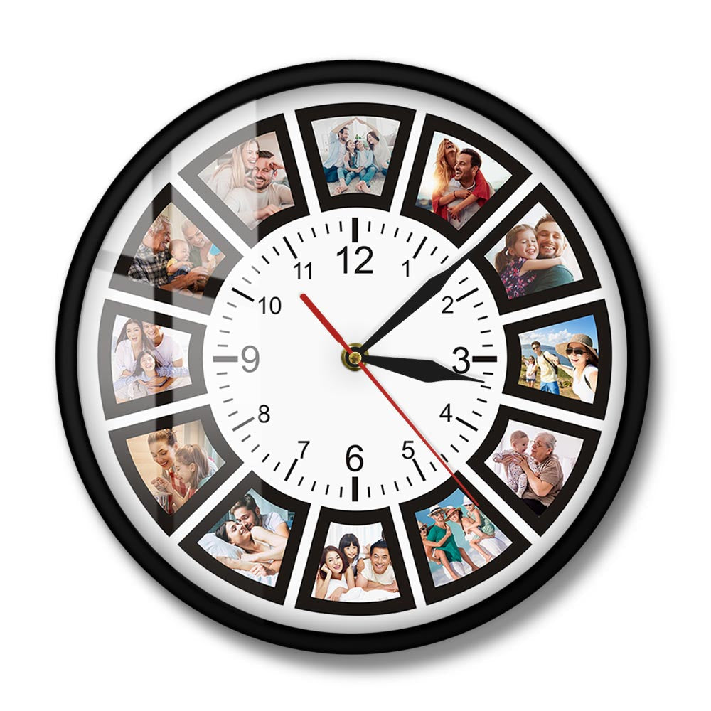 Gepersonaliseerde Wandklok – Foto Collage Display voor Woonkamer, Slaapkamer en Kantoor