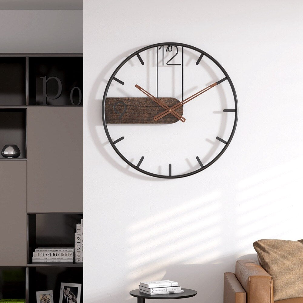 Elegante Walnoot Wandklok | Modern & Warm Interieurdecor