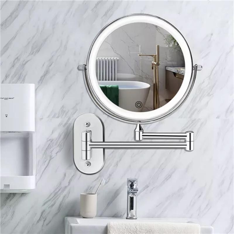 Chroom Zilver Oplaadbare LED Vergrotingsspiegel voor Make-up en Badkamer