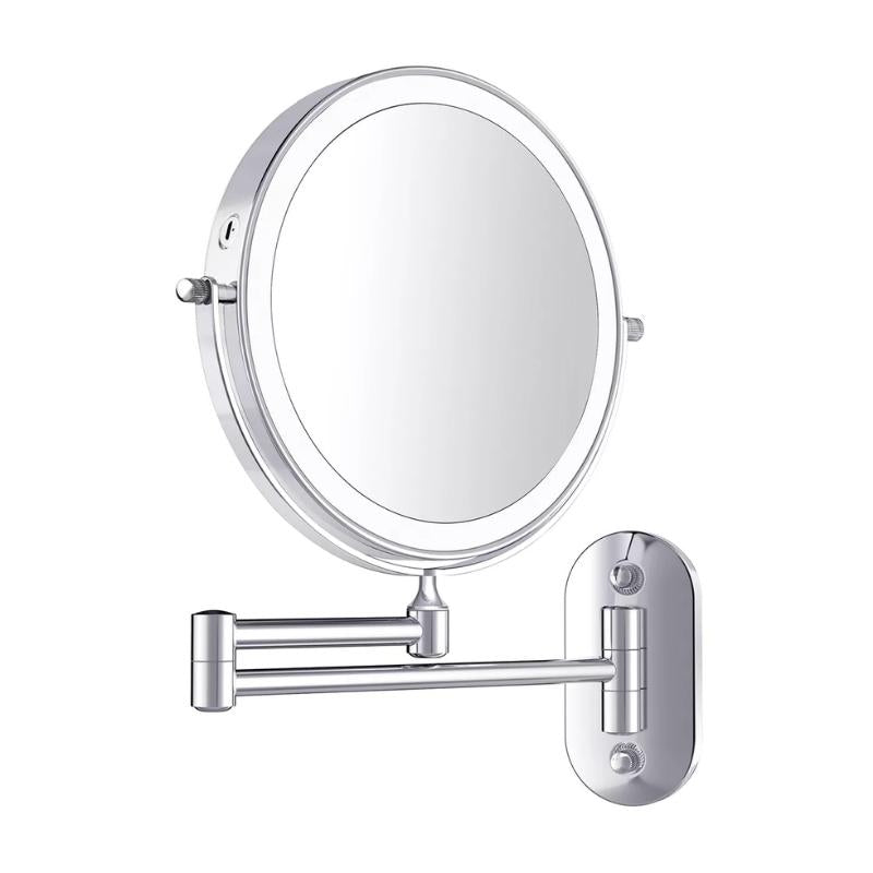 Chroom Zilver Oplaadbare LED Vergrotingsspiegel voor Make-up en Badkamer