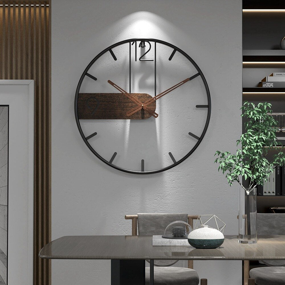 Elegante Walnoot Wandklok | Modern & Warm Interieurdecor