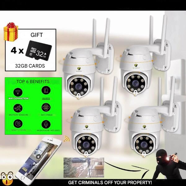 NexoCam 4X - Set van 4 Slimme WiFi Beveiligingscamera’s met 32GB Opslag