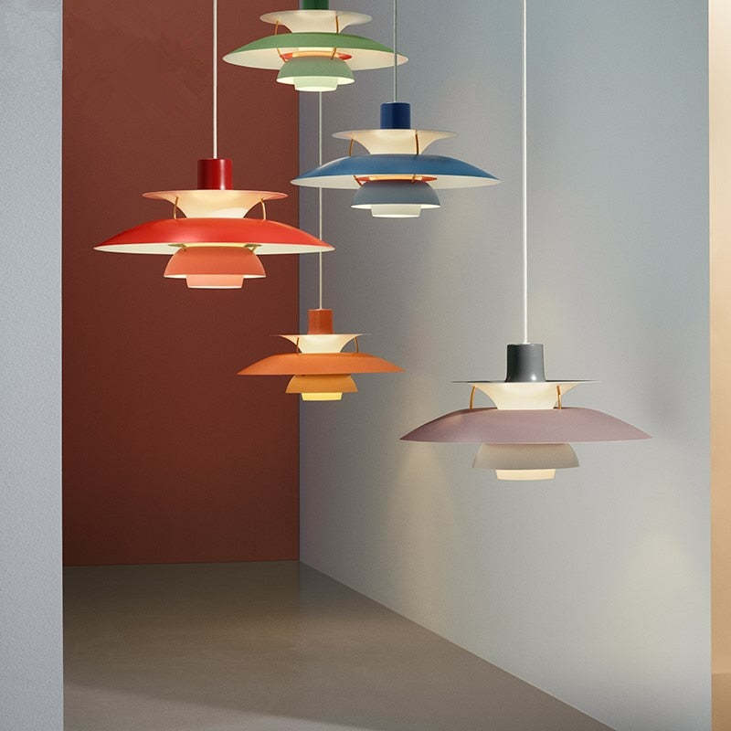 Moderne LED Hanglamp Met Scherm – Kleurrijk Metaaldesign – E27 Fitting