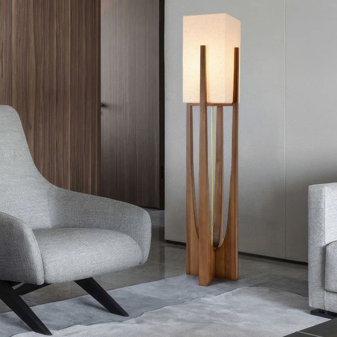 Hikari - Japanse Stijl Vloerlamp | Massief Houten Staande Lamp met Sfeerverlichting