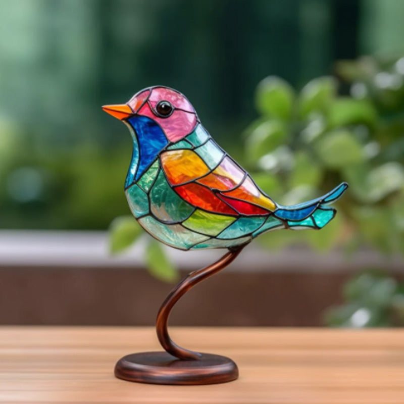 Gekleurde Glasvogels Op Tak | Decoratieve Desktop Ornamenten