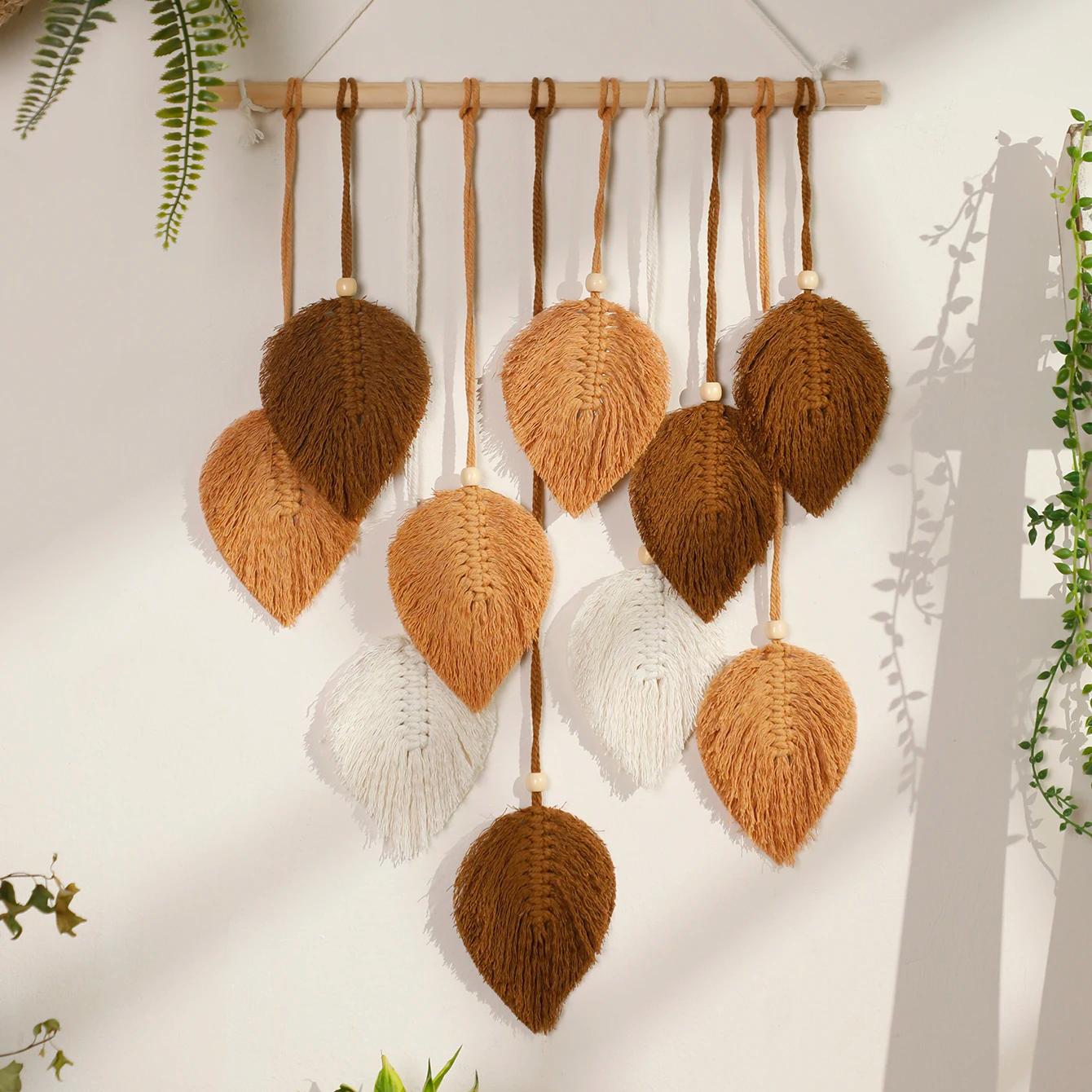 Boho Macramé Blad Wanddecoratie – Natuurlijk & Stijlvol Voor Huis