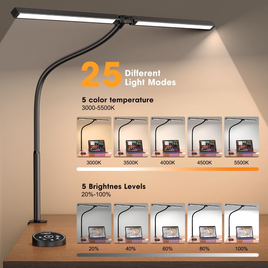 LED Bureaulamp Dubbele Arm | Flexibel & Dimbaar Voor Thuiswerk