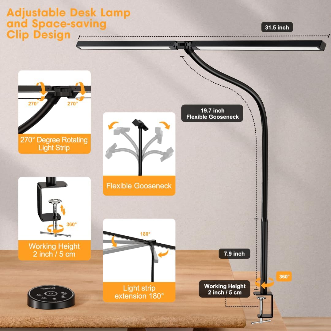 LED Bureaulamp Dubbele Arm | Flexibel & Dimbaar Voor Thuiswerk
