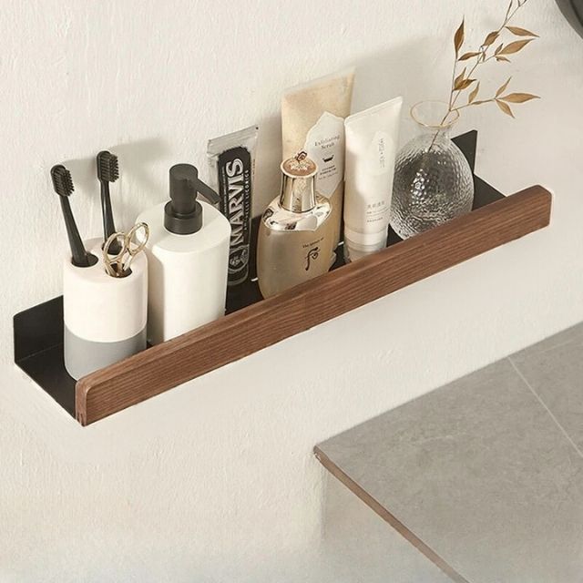 Houten Badkamerplank Zonder Boren – Stijlvolle Opberger Voor Badkameraccessoires