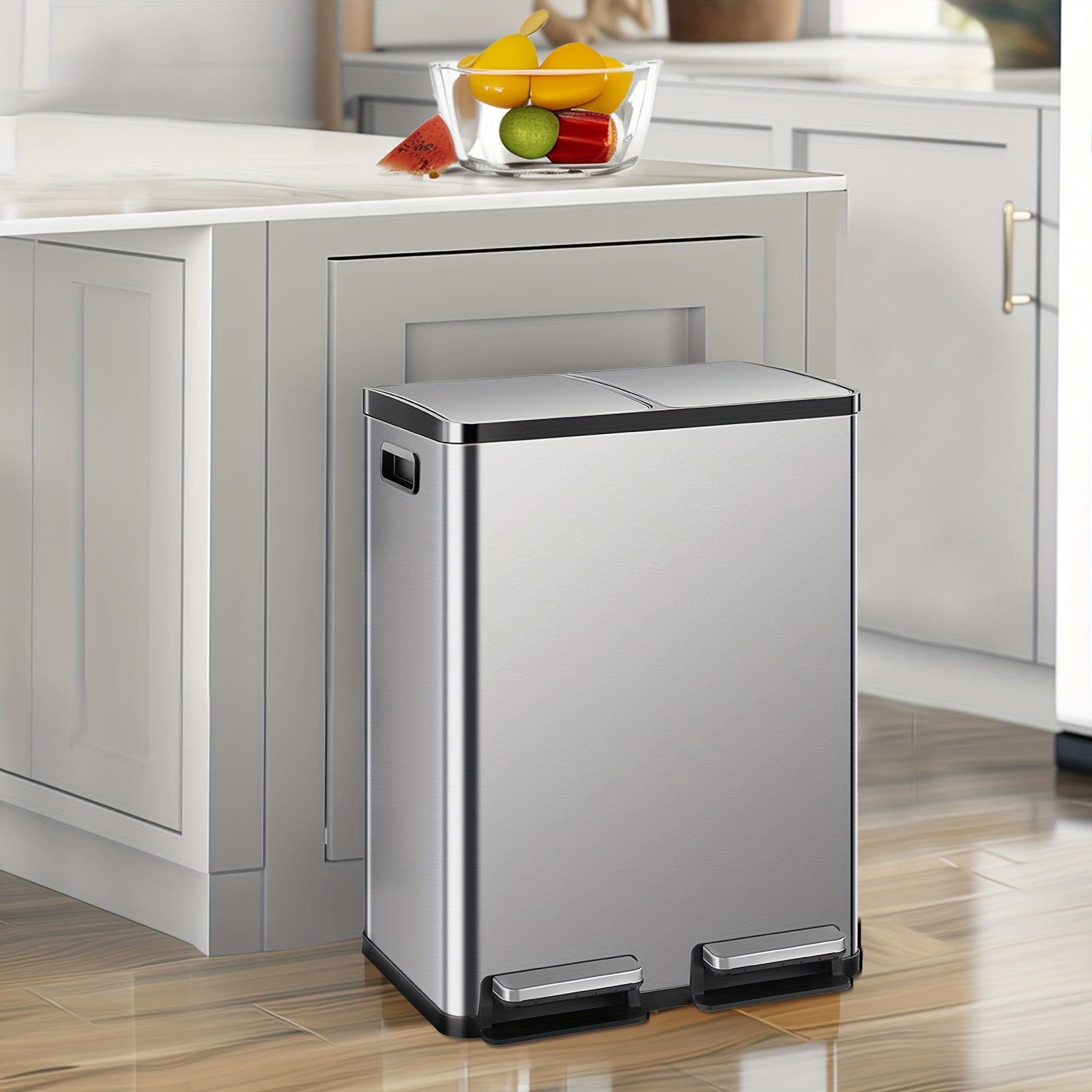 60L Afvalbak – Dubbele Compartimenten & Modern Design Voor Slim Afval Scheiden In De Keuken
