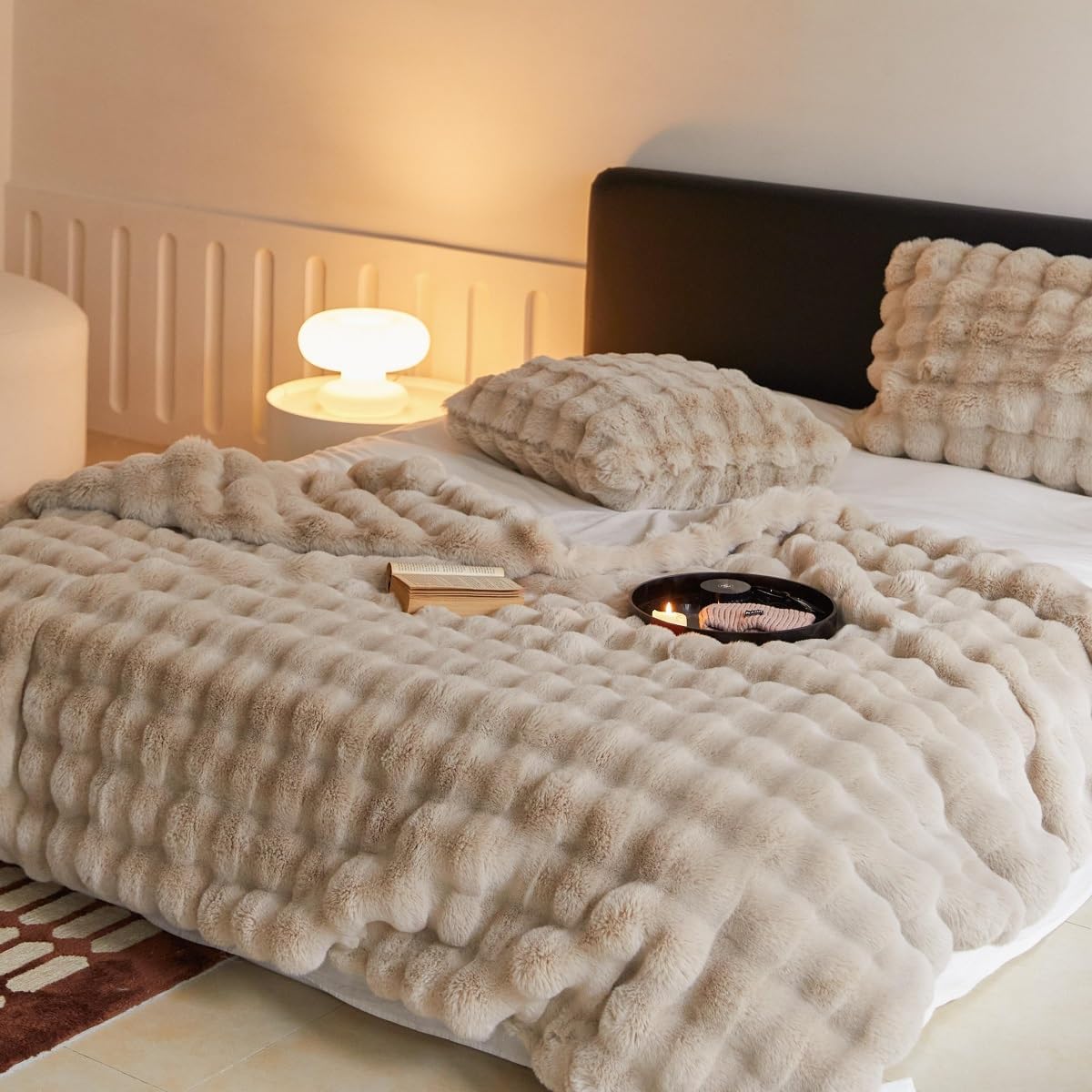 Ultrazacht Faux Fur Gewichtsdeken met Chunky Knit Design